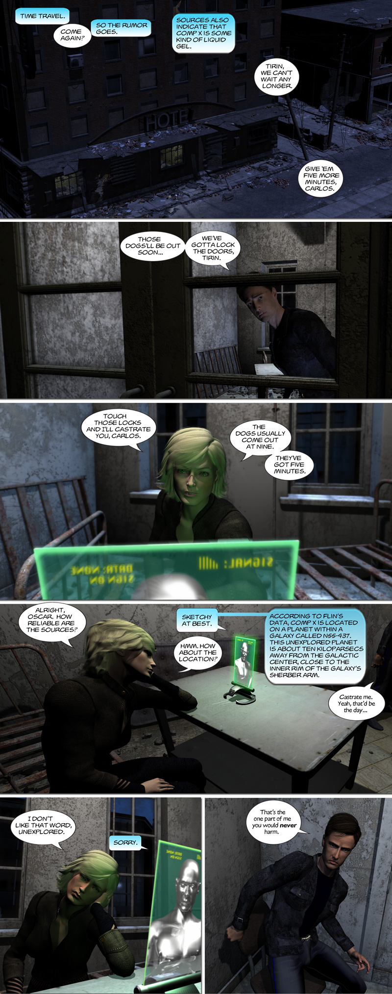 Chapter 8, page 11 – Comp X and time travel.  Say what?