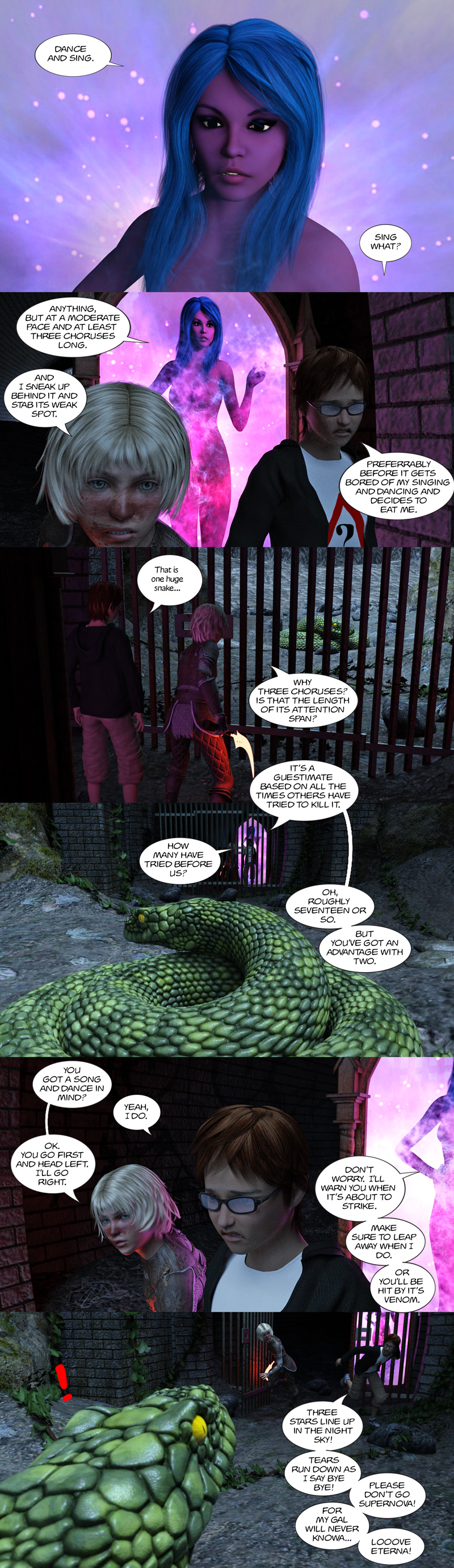 Chapter 13, page 2 – next challenge: gigantic serpent