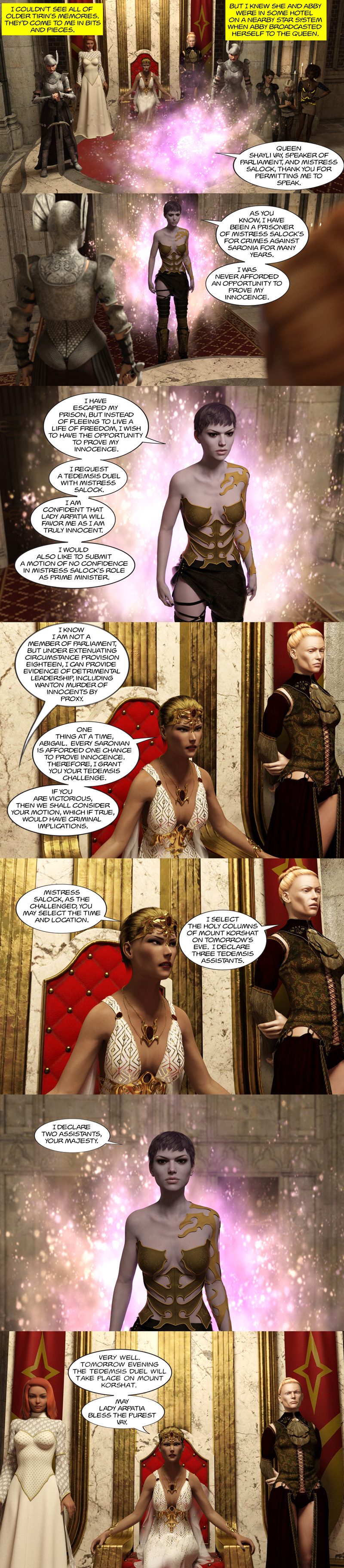Chapter 16, page 15 – Abby requests Tedemsis Duel to prove her innocence